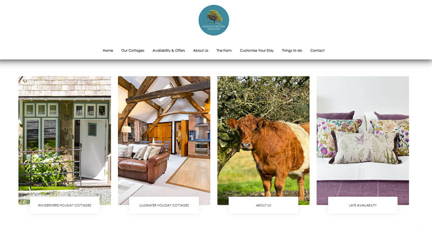 Website designed in Cumbria by Carlisle based Iosys for Matson Ground Estate Company, Holiday Cottages within the Lake District